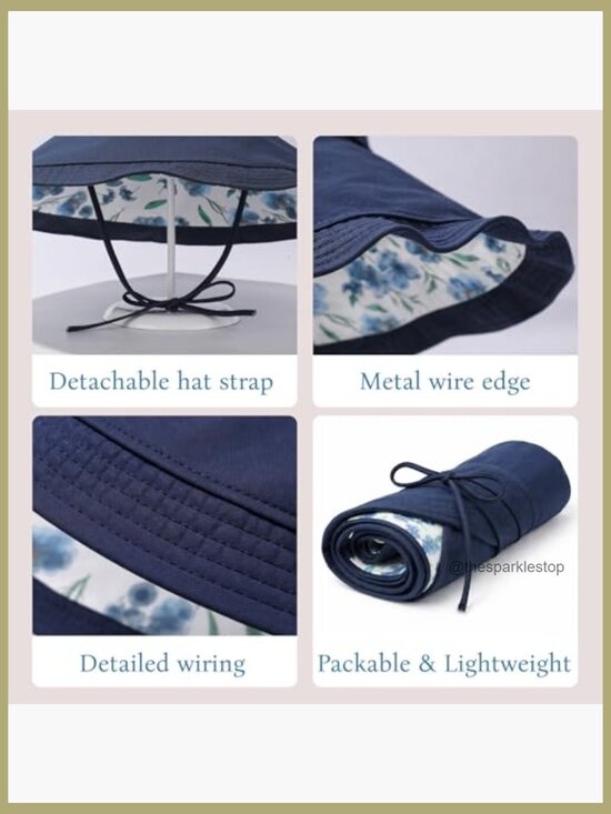 Reversible Sun Hat with Metal Wired Edge, UPF 50+ Protection
